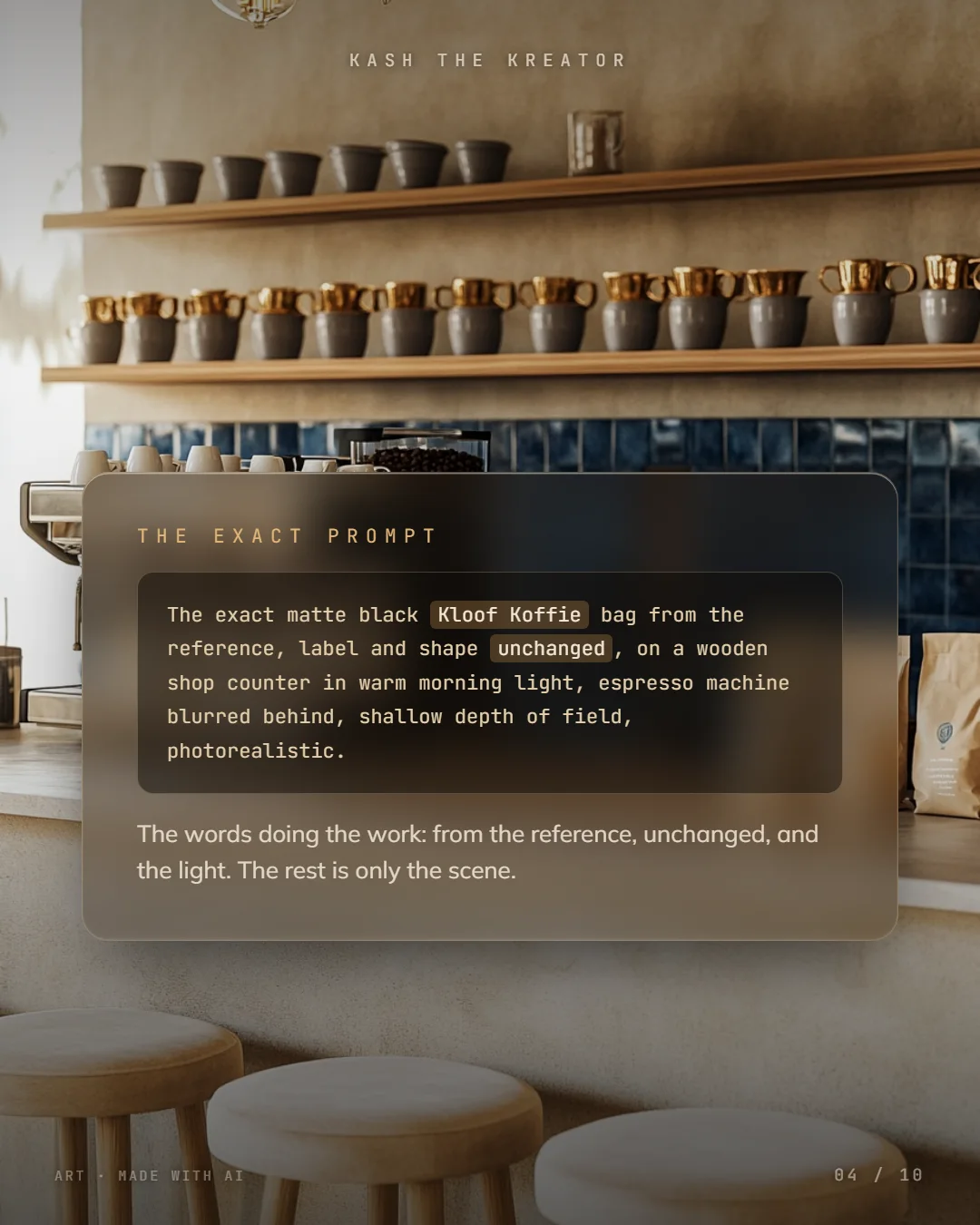 Kloof Koffie · Lock the product, move the scene (slide 4 of 9)